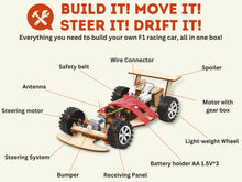 Load image into Gallery viewer, Pica Toys Wireless Remote Control Wooden Racing Car F1C - Upgraded Competition Edition, Science Experiment R/C Car Kit for Kids, STEM Project Model Car Kit to Build (Red)