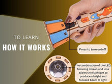Load image into Gallery viewer, ZOVRION DIY Wooden Flashlight STEM Kit for Kids Aged 6-10 | Battery-Operated Educational Science Experiment Kit with Built-in Switch