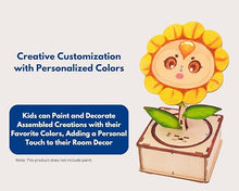 Load image into Gallery viewer, ZOVRION DIY Wooden Sunflower Science Building Kit - Interactive STEM Toy with Light Sensors and Motor - Educational Learning for Kids