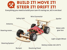 Load image into Gallery viewer, Pica Toys Wireless Remote Control Wooden Racing Car F1 - Upgraded Competition Edition (Three Colors for Racing 3-Pack), Science Experiment R/C Car Kit for Kids, STEM Project Model Car Kit to Build