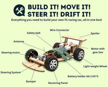 Load image into Gallery viewer, Pica Toys Wooden Wireless Remote R/C F1 Racing Car Science Kit to Build (Racing Pack of 2), Educational STEM Project Science Kit for Kids Aged 9-16, Ideal Gift for Children Boys and Girls