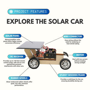 ZOVRION Solar Car V1 Model Kits to Build, Science Experiment Kit for Kids Age 8-12, Wireless Remote Control Robotic Stem Project, Electric Motor Hybrid Powered