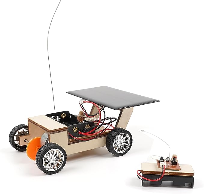Pica Toys Solar-Powered Car V300, Wooden STEM Kit with Wireless Remote