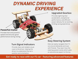 Pica Toys Wireless Remote Control Wooden Racing Car F1 - Upgraded Competition Edition (Three Colors for Racing 3-Pack), Science Experiment R/C Car Kit for Kids, STEM Project Model Car Kit to Build