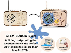 Pica Toys Wooden FM Radio Kit FM 88-108MHz - Science Experiment and Educational Project STEM Kit