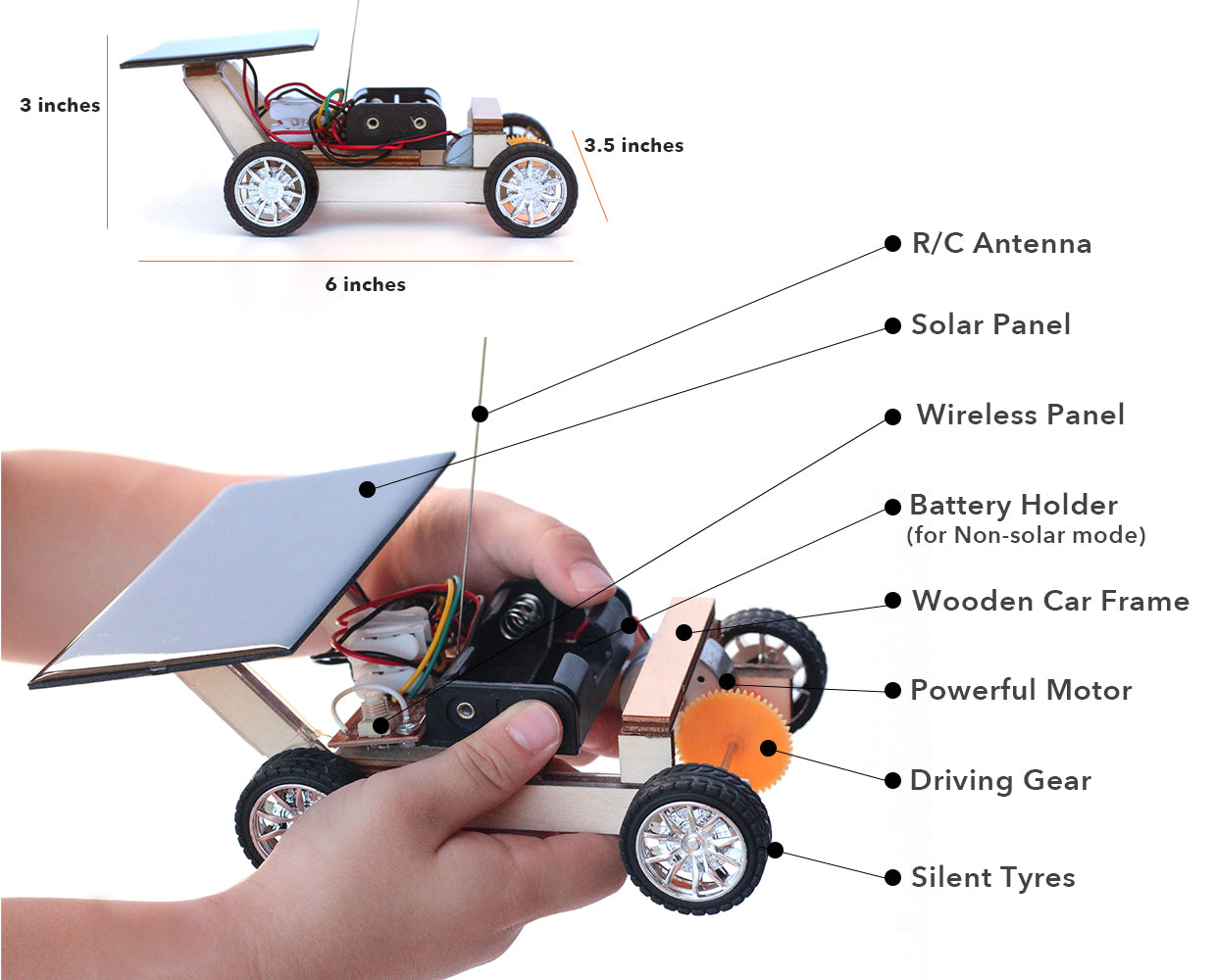 Pica Toys-Wooden Solar Remote Control Car| Educational Science Kit For  Smart Kids